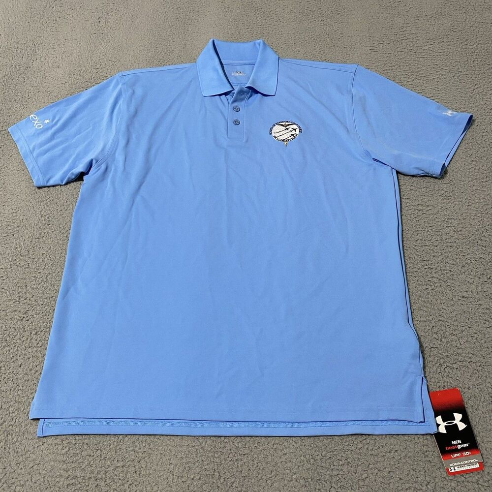Sounds of Freedom Golf Course Polo Shirt Mens Medium Blue Under Armour MCAS NEW
